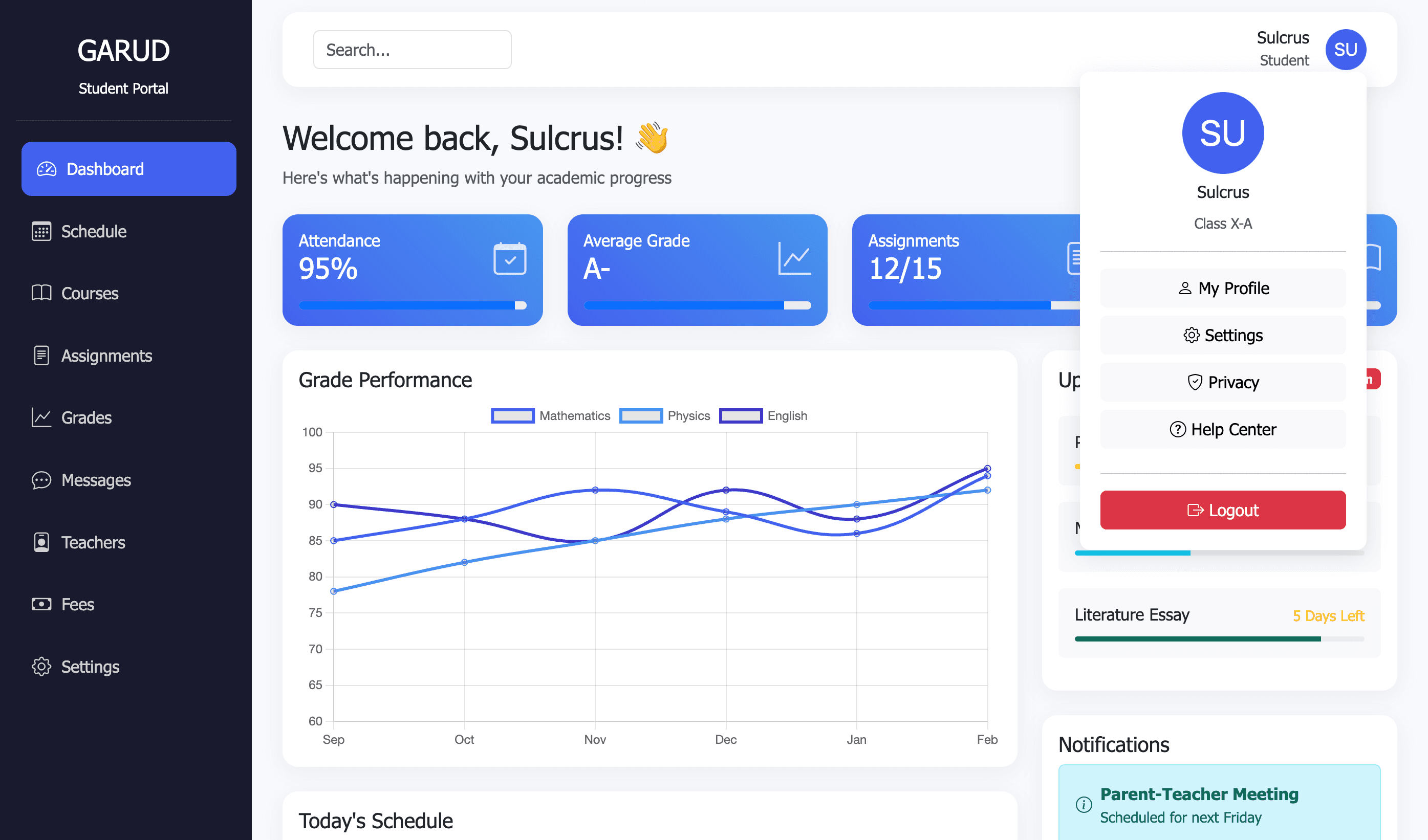 School Management System project screenshot